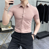 Men Shirts Summer Solid Color Short Sleeve Shirt