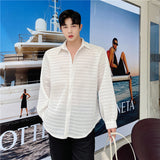 Transparent Shirt for Men Hollow out Oversize Long Sleeve Sun Protection Shirt Loose Shirt