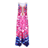 Women Bohemian Dress Summer Printed Sleeveless Dress