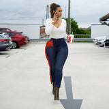 Women Plus Size Jeans Tassel Stitching Denim Skinny Pants