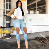 Women Plus Size Jeans High Waist Slim Fit Pencil Pants