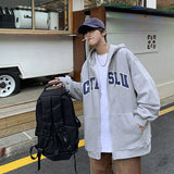 Slogan Graphic Hoodie Zipper Sweater
