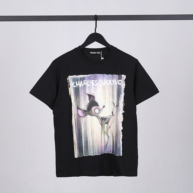 Charlie Luciano T Shirt Dark Fairy Tale Series Deer Cotton Loose
