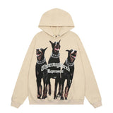 Present Hoodie Doberman Pinscher Printed Distressed Retro Hooded Sweatshirt