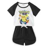 Children Pokemon Pikachu Tshirts & Shorts Short-Sleeved T-shirt Shorts Casual Sports Two-Piece Neutral