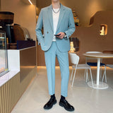 Double Brewed Seersucker Suit Spring Men Leisure Suit