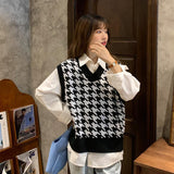 Preppy Aesthetic Outfits Knitwear Cardigan Sweater Coat Women's Autumn Diamond Quilted Top
