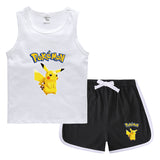 Children Pokemon Pikachu Tshirts & Shorts Casual Sports Sweat-Absorbent Suit Neutral