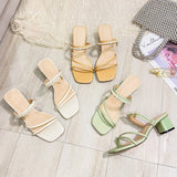 Nude Block Heel Sandals Summer Pearl Sandals