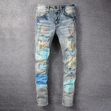 Amiri Trousers New US Amiri Leisure Washed-out Splash Ink Painted Slim Jeans Men