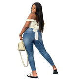 Women Plus Size Jeans Slim Ripped Denim Skinny Pants