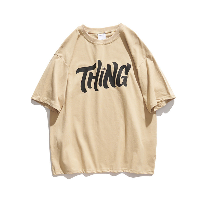 Men's T-shirt Loose Letter Print Short-Sleeve T-shirt Men's Summer Half Sleeve Student Casual T-shirt Men's T