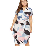 Women Plus Size Midi Dresses Loose Print Dress