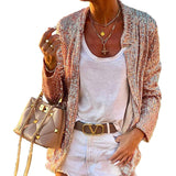 Women Bohemian Shirts Autumn and Winter Women's Long Sleeve Sequin Coat Women