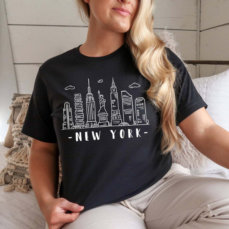 Halloween Costumes New York Printed round Neck T-shirt for Women