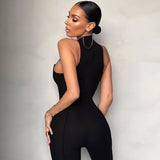 Summer Women's Sexy Sleeveless High Waist Breathable Hip Raise Skinny Sports Casual Jumpsuit