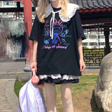 Gothic Lolita Harajuku Style Clothing Interstellar Travel Printed Cute Preppy Style T-shirt