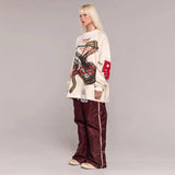 Rrr123 Sweatshirt Snake Puff Print Vintage Embroidery Loose