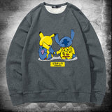 Men and Women Pokemon Pikachu Hoodie Pikachu Joint Name Stitch Back Shadow Crew Neck Pullover Sweatshirt