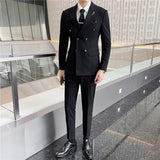 Double Brewed Seersucker Suit Male Youth Fashion Suit