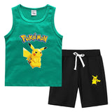 Children Pokemon Pikachu Tshirts & Shorts Vest Middle Pants Sports Casual Thin Two Pieces