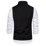 Tuxedo Vests Solid Color Simple Double Breasted Suit Vest Men's Casual Business