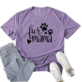 Boy Mama T Shirts Fur Mama Letter Print Short-Sleeve T-shirt