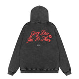 Present Hoodie Jumping Woman Vintage Print Distressed Hooded Sweater