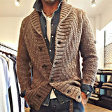 John Dutton Jacket Autumn and Winter Long-Sleeve Cardigan Sweater Thickened Solid Color Polo Collar Coat for Men