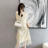 Fairy Dress Fall plus Size Lace Fairy Dress Female Base Sweater Dress