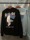 Amiri Hoodie Peace Dove Printed round Neck Loose Terry Sweater