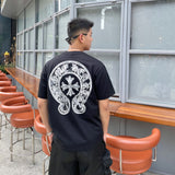 CHH Chrome Heart T Shirt Spring and Summer Hand Painted Graffiti Luminous Printed round Neck Short Sleeve T-shirt for Men and Women