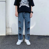 Anime Print Jeans Denim Pants Printed Boy Loose Denim Trousers Male