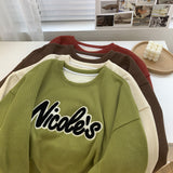 Harvard Sweatshirt Crew Neck Pullover Sweatshirt Female Winter Loose-Fitting Fashion Retro Thickened Warm Coat