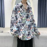 Men's Shirts Loose Long Sleeve Printed Shirt