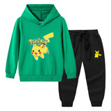 Children Pokemon Pikachu Hoodie & Pant Set Hooded Sweater Trousers Two-Piece Baby Cotton Sweater Set