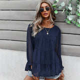 Beth Dutton Outfits Autumn and Winter round Neck Casual Shirt Long Sleeve T-shirt