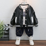 Toddler Boys Jackets Children Boys' Coat Autumn PU Leather Baseball Uniform