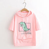 Dinosaur Sweats Dinosaur Contrast Color University Style Sweatshirt Short Sleeve