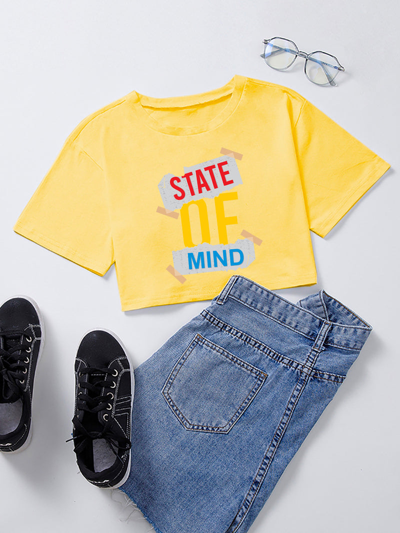 Beth Dutton Outfits State of Mind Pattern Short Version Navel-Exposed T-shirt