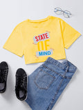 Beth Dutton Outfits State of Mind Pattern Short Version Navel-Exposed T-shirt