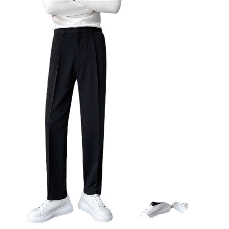 Seersucker Suit Straight-Leg Trousers Suit Pants