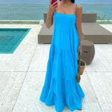 Women Dress Loose Solid Color Suspender Dress