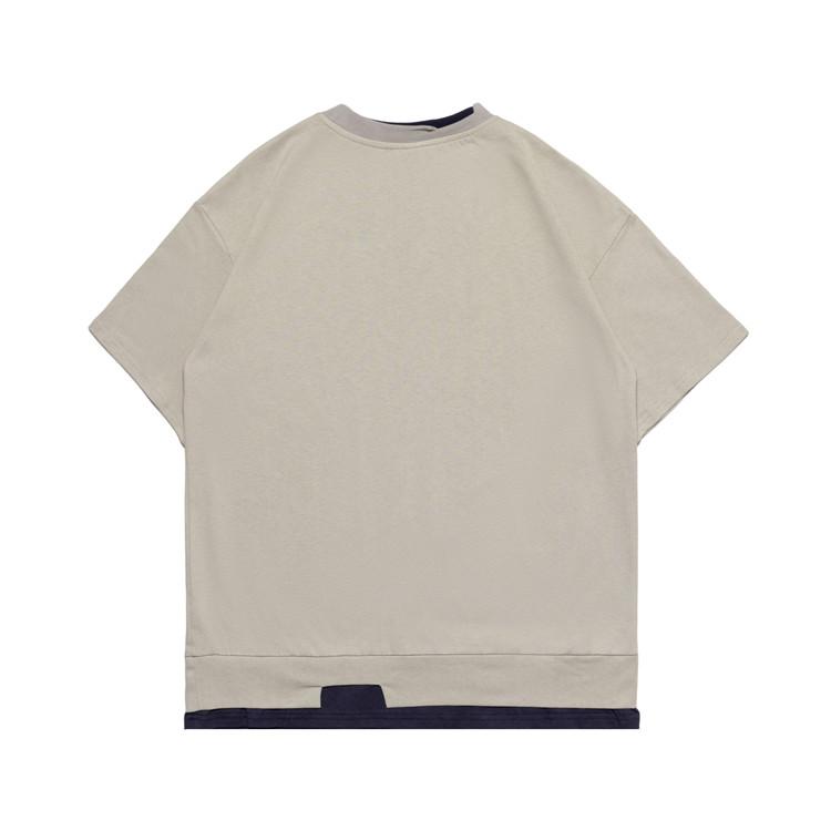 Men T Shirt Summer Casual Tops Men's Clothes Summer Wear Retro Men's round Neck Short Sleeve Casual Snow Mountain Fake Two-Piece T-shirt Fashion