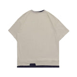 Men T Shirt Summer Casual Tops Men's Clothes Summer Wear Retro Men's round Neck Short Sleeve Casual Snow Mountain Fake Two-Piece T-shirt Fashion