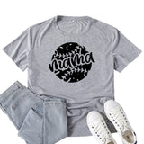 Boy Mama T Shirts Baseball Mama Pattern Printed T-shirt