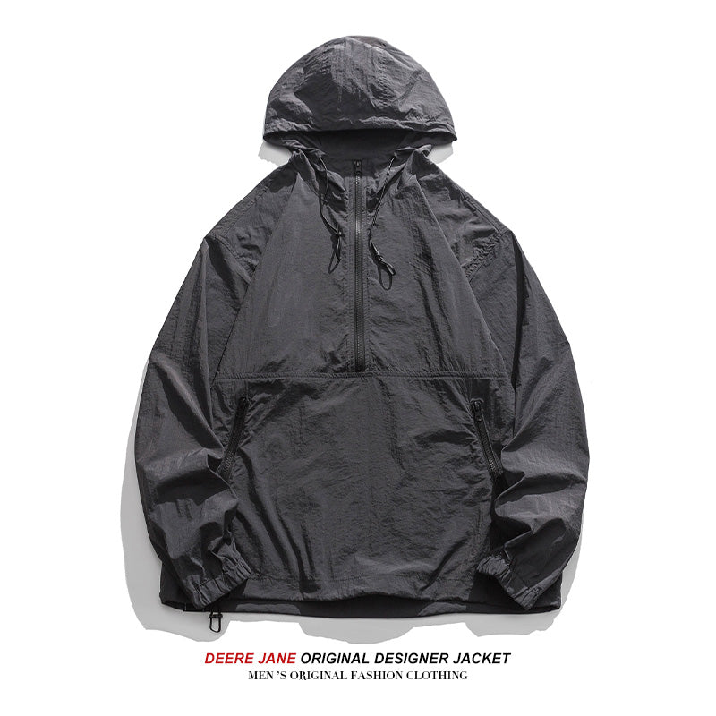 Men Sun Protection Clothing Summer Hooded Sun Protection Clothing Men's Loose All-Matching