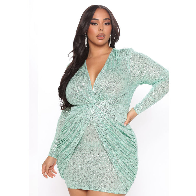 Nina Parker Dresses Sexy Long Sleeve Slim-Fit Sequined Dress