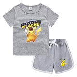Children Pokemon Pikachu Tshirts & Shorts Casual Sports Undershirt Suit Neutral