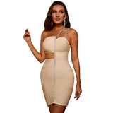 Women Bodycon Dress Spring/Summer Tube Top One Shoulder Backless Bandage Dress